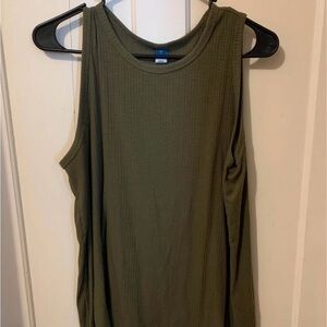 Sleeveless Ribbed Tank Top - Olive Green
